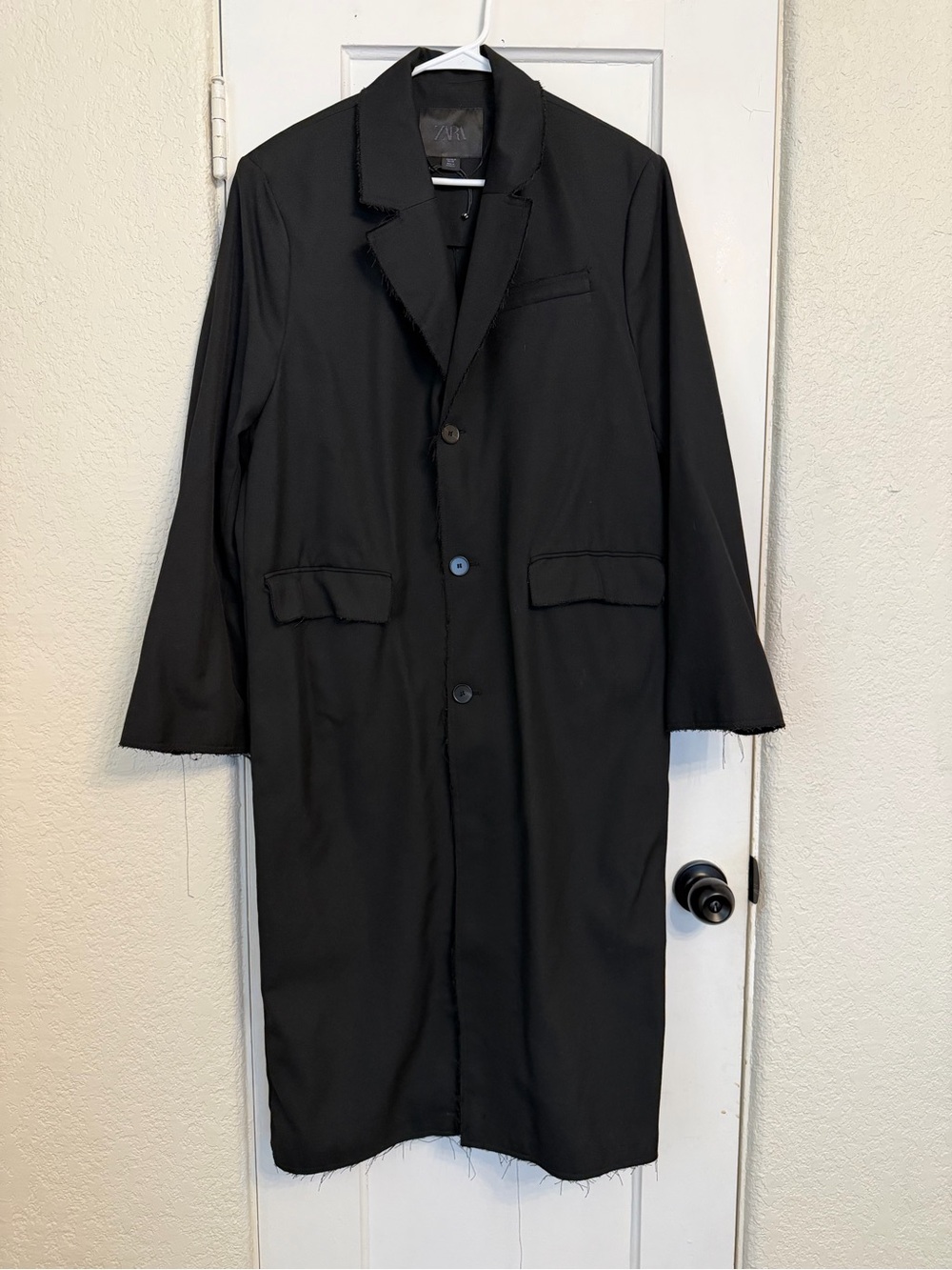 Zara Black Longline Single-Breasted Blazer